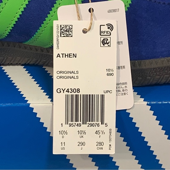 [BRAND NEW] ADIDAS ATHEN OG BOLD BLUE SEMI SCREAMING GREEN MENS SIZE 11 SNEAKERS - Picture 9 of 12